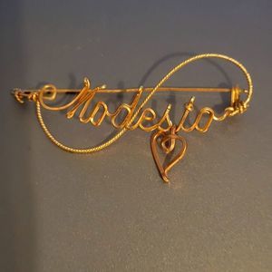 Beautiful Gold Brass Handcrafted Modesto Name Brooch